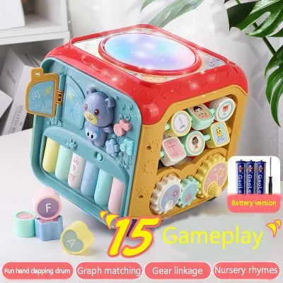 A8 Ordinary Edition Детский Шестигранник, игрушка, От 0 до 1 года, Детский Музыкальный барабан, раннее образование, головоломка, форма, совпадающая, строительный блок, Шестигранник, дом - Цвет: A8 Ordinary Edition