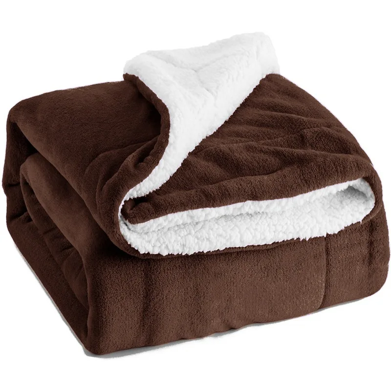 Sherpa Lambskin Blanket Thick Double-layer Flannel wool blanket weighted | Дом и сад