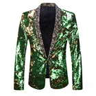 Мужской Двуцветный Блейзер PYJTRL большого размера с блестками зеленого, синего, серебряного, золотого, красного, черного цвета, костюм певицы, костюм для выпускного, свадебного костюма, куртка, наряд