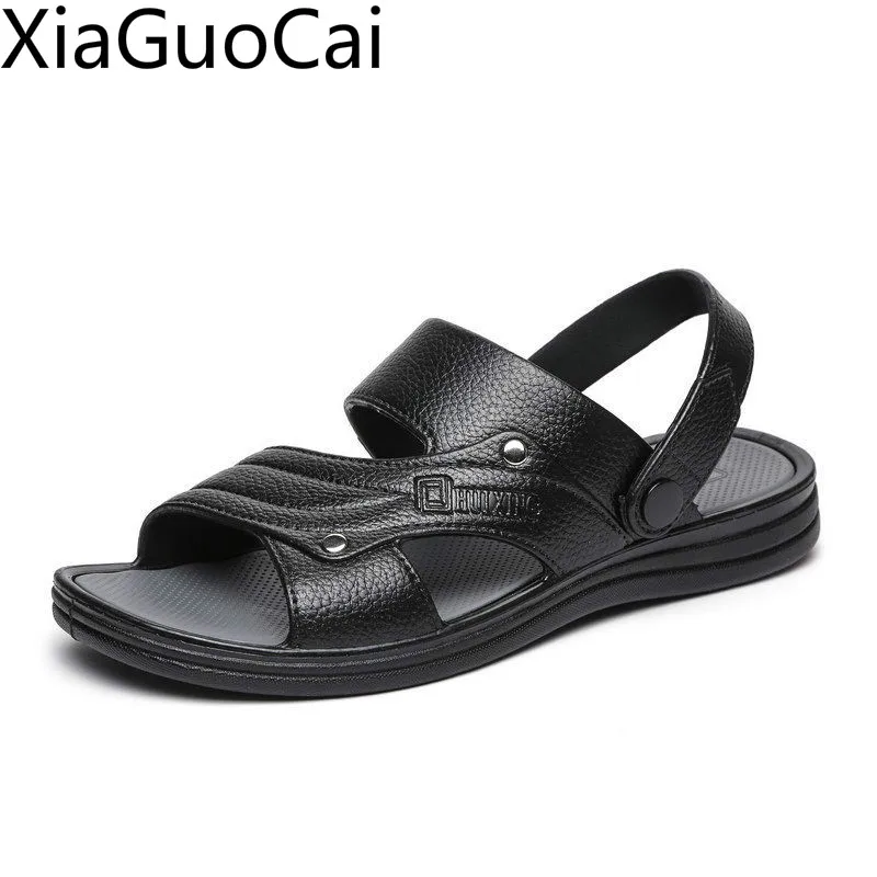 

Fashion Summer Men's Casual Sandals Peep Toe Non-slip Wear-resistant Social Men's Flat Sandals Beach Slip on Sandals