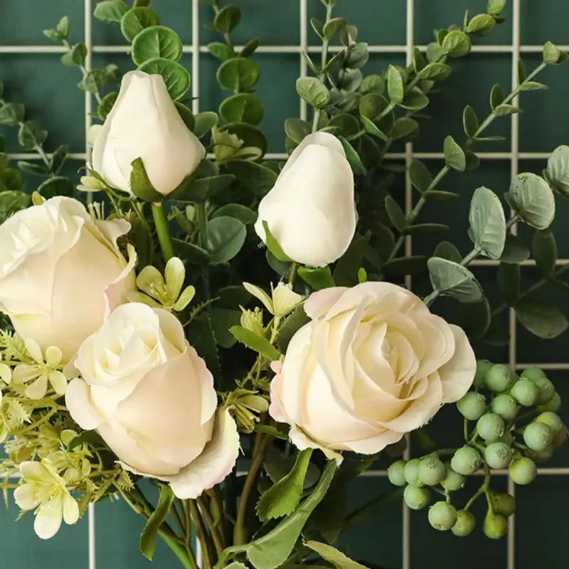 

Artificial Rose Bouquet Decoration For Room Patio House Office Wedding Bouquet Table Flowers Arrangement Bouquet Decor