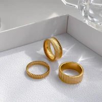 minimalist gold plated 316l stainless steel rings for women round shape chunky finger rings tarnish free waterproof jewelry gift