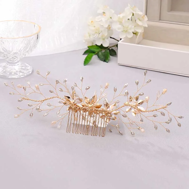 FORSEVEN Новая мода милый ретро цветок кристалл гребни для волос Китайская свадьба