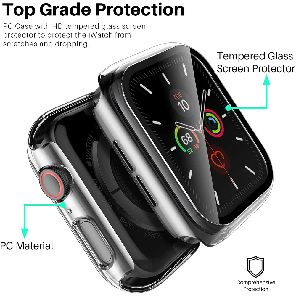 Закалённое стекло с покрытием Защитная пленка для iwatch Apple Watch Series 6 5 4 3 2 SE 40 44 мм 42 38