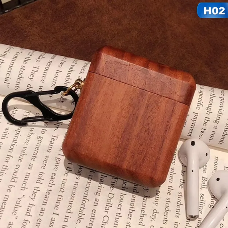 2 Креативный деревянный защитный рукав для наушников Apple AirPods чехол Bluetooth гарнитура защита от падения рукав с брелком - Цвет: 2