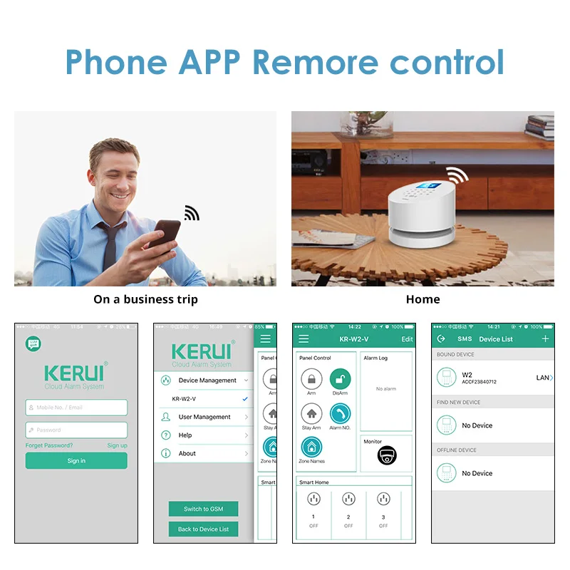 Система домашней охранной сигнализации KERUI W2 Wi Fi GSM 2 4 дюйма полноцветная