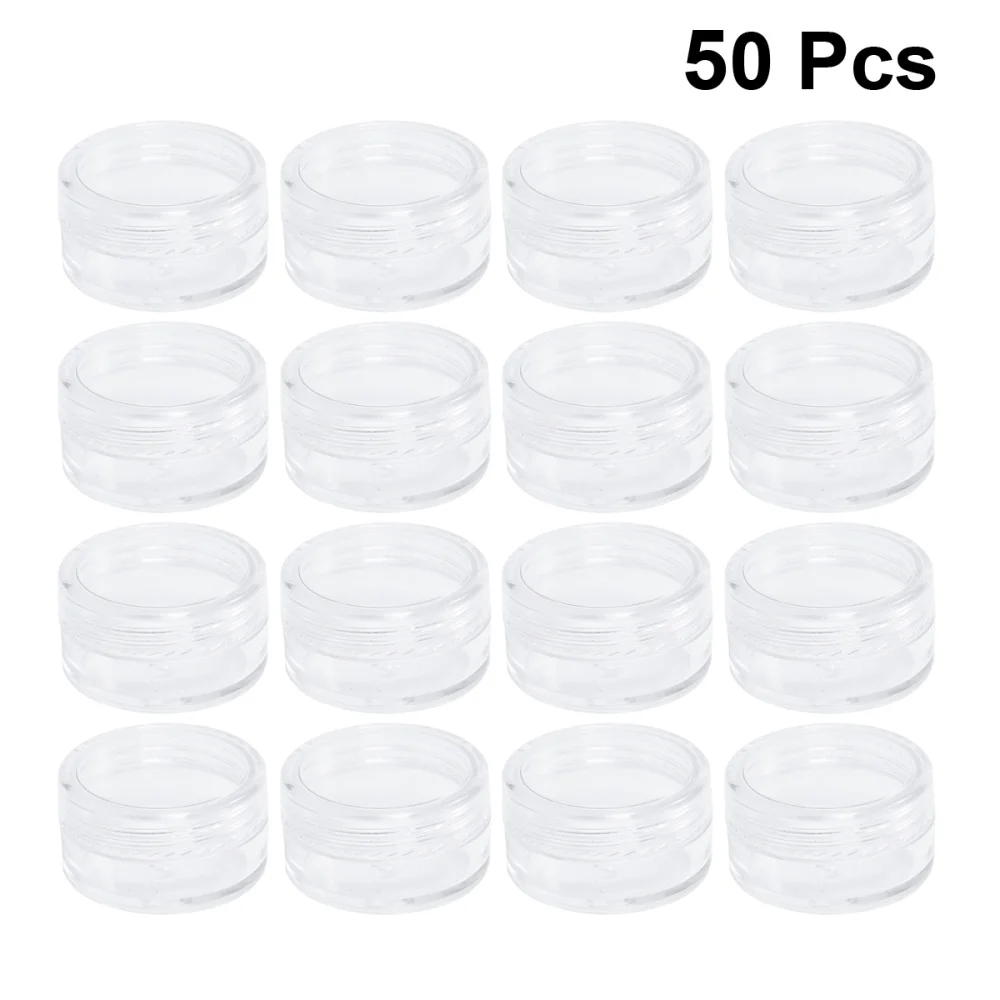 

50pcs Cosmetic Container Empty 5g/5ml Round Cosmetic Jar Pot with Lid (Black Lid)