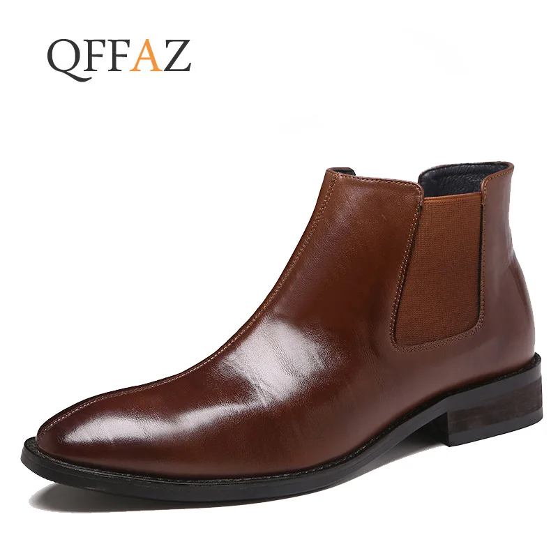 QFFAZ/высокое качество мужские ботинки челси без застежки сезон весна осень обувь в