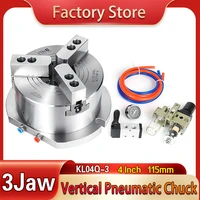 4 inch 115mm vertical hollow pneumatic chuck kl04q 3 power chuck fixtur for drilling milling tapping machine vertical lathe