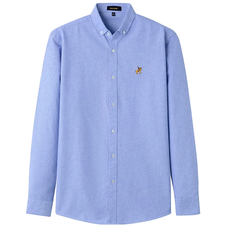 Мужская Повседневная рубашка из ткани Оксфорд 100% хлопка с длинными рукавами