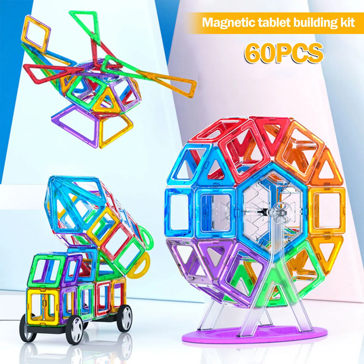 60 Pcs Magnetic Designer Magnet Building Blocks DIY Model Building Blocks Construction Set Educational Toys Christmas Gifts