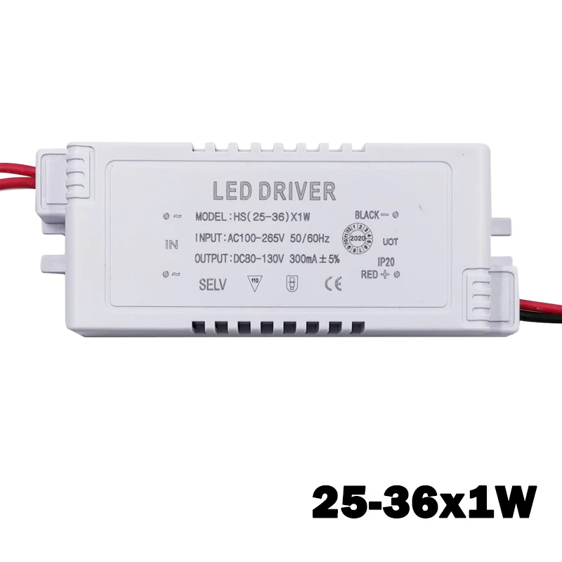 

New 1-36W LED Driver Adapter AC85-265V Safety Plastic Box Drive Power Supply Light Transformers for LED Strip Lights