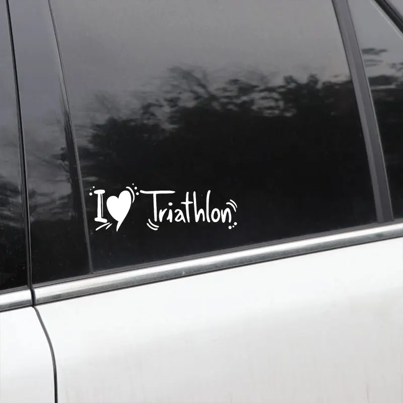 YJZT 17 3 см * 5 6 I Love Triathlon Sport Car Sticker модные милые аксессуары для автомобиля|Наклейки