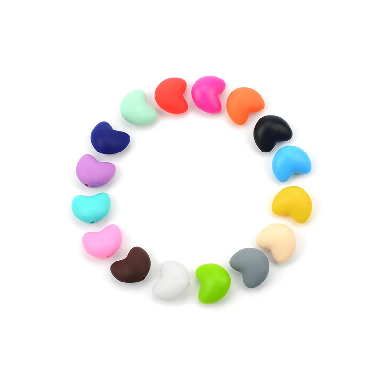 LOFCA-Cuentas de silicona sueltas en forma de coraz&oacute;n para dentici&oacute;n, collar con colgante, cuentas para mordedor de beb&eacute;, seguro, BPA, DIY, 50 Uds.-2
