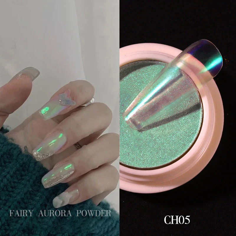 

Fashion New Nail Glitter Solid Ice Transparent Nude Color Powder Aurora Powder Manicure Magic Mirror Powder Mirror Powder