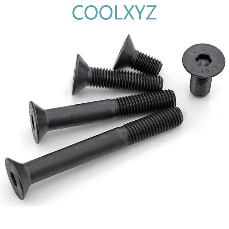 

Black Hex socket Flat Head Long Bolts KM DIN79910.9 Level Countersunk Head Hexagon Socket Machine Screw M8 m10 m12 m16 M20 2Pcs