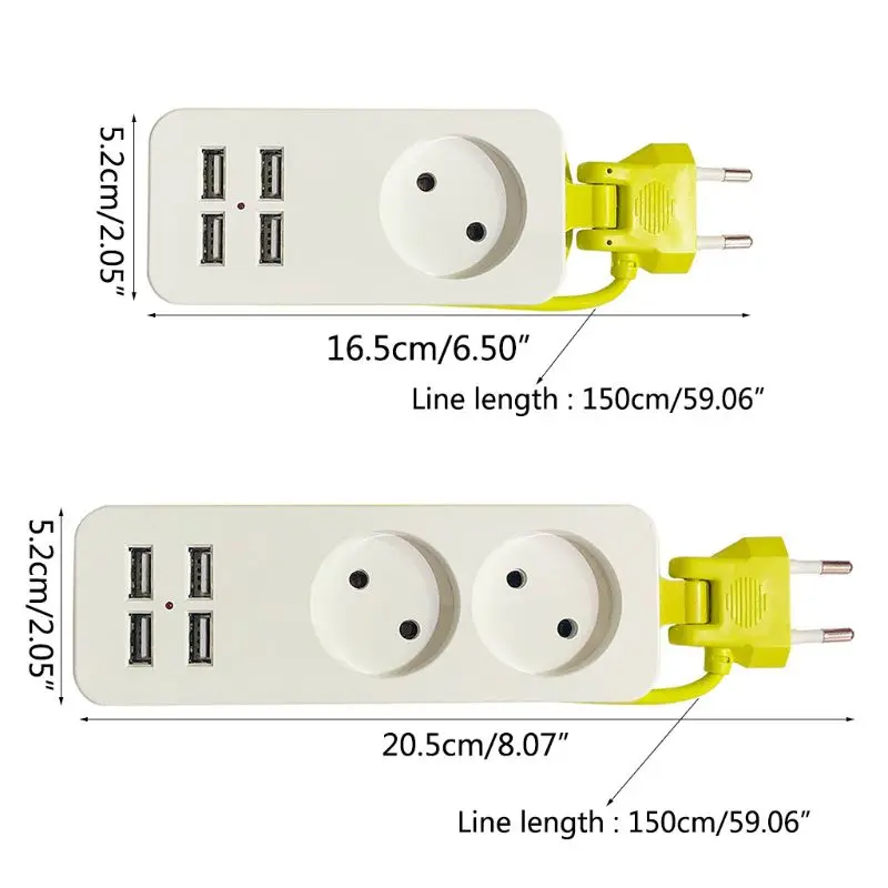 Сетевой удлинитель с европейской вилкой и 4 USB разъемами электрический