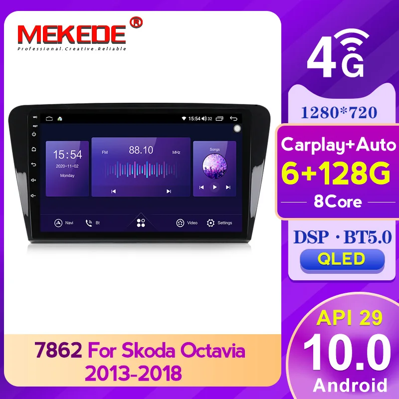 

Автомобильный мультимедийный плеер, 6 ГБ + 128 ГБ, QLED, 1280*720, Android 10, для Skoda Octavia 2014-2018, навигация GPS, автомобильный мультимедийный радиоплеер, Вось...