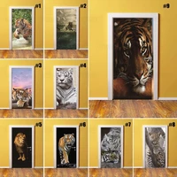self adhesive diy art decal sticker animal tiger 3d home door decoration renovation pvc wallpaper for living room print picture