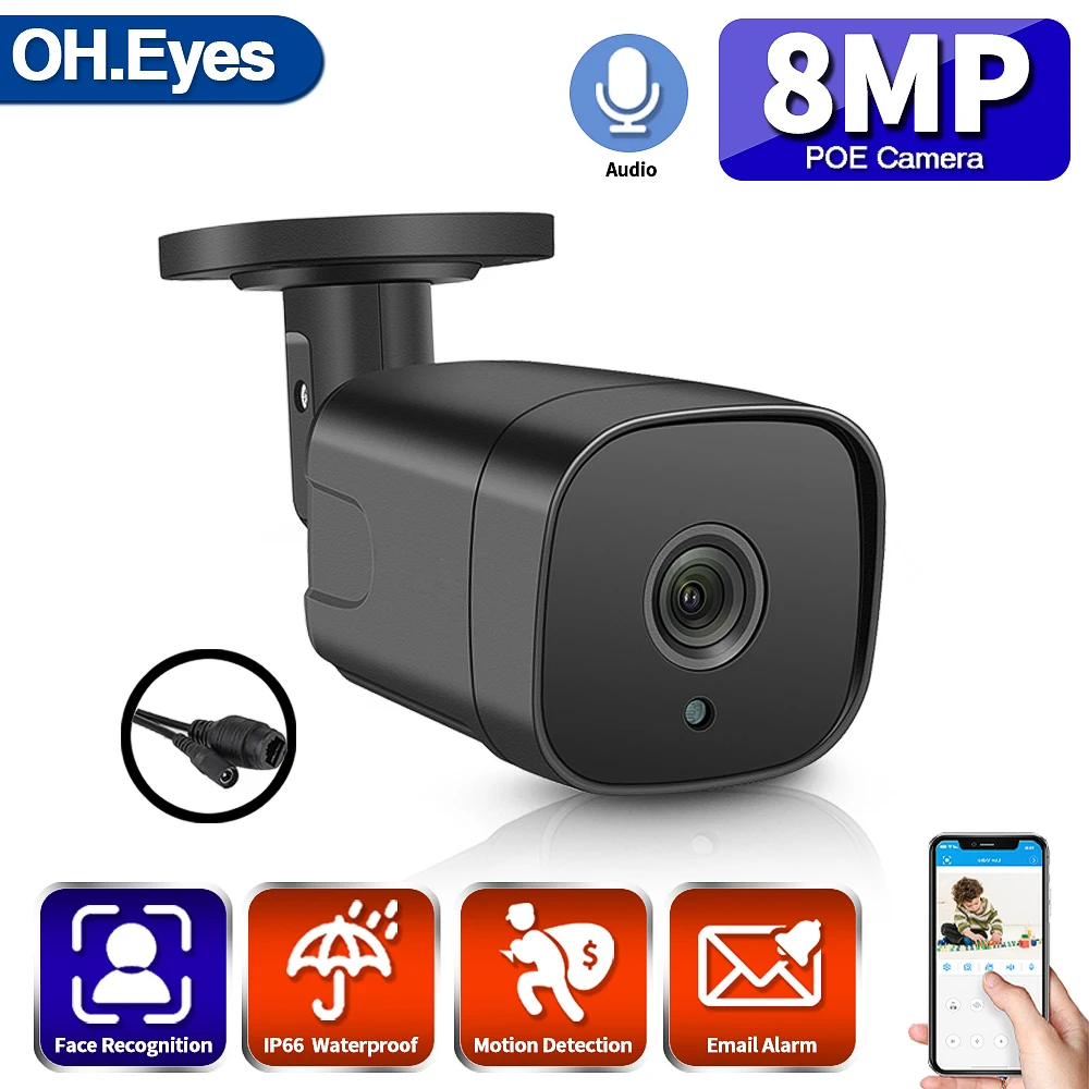 

IP-камера видеонаблюдения OH.eyes Bullet 4K, 8 Мп, POE, водонепроницаемая