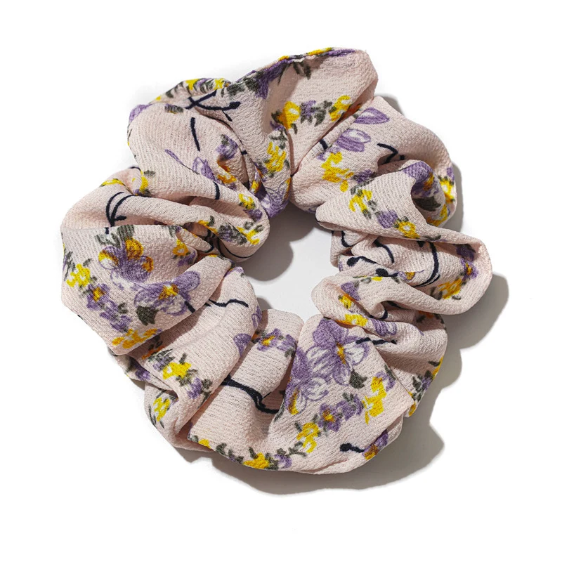 

Women Elastic Hair Ring Vintage Rubber Bands Plaid Floral Print Stretch Headband Girls Hair Rope Ties Striped Hair Accessories
