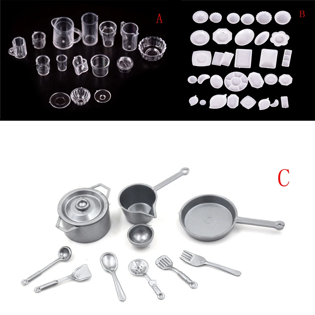 

Doll House Miniature Transparent Plate Cup Dish Bowl Tableware Set 1:12 Scale Doll Food Kitchen Living Room Accessories