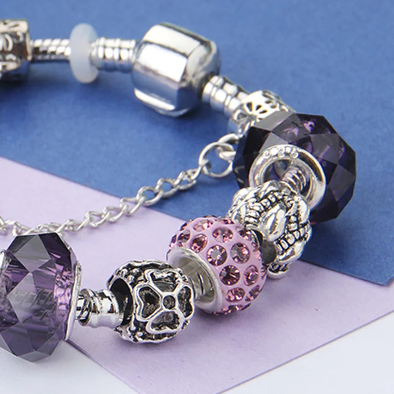 Новый браслет в стиле пандора 2020 бусины из сплава с большими отверстиями белого