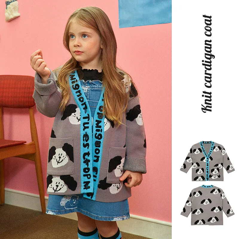Новинка детская одежда вязаный кардиган куртка свободного кроя Универсальный