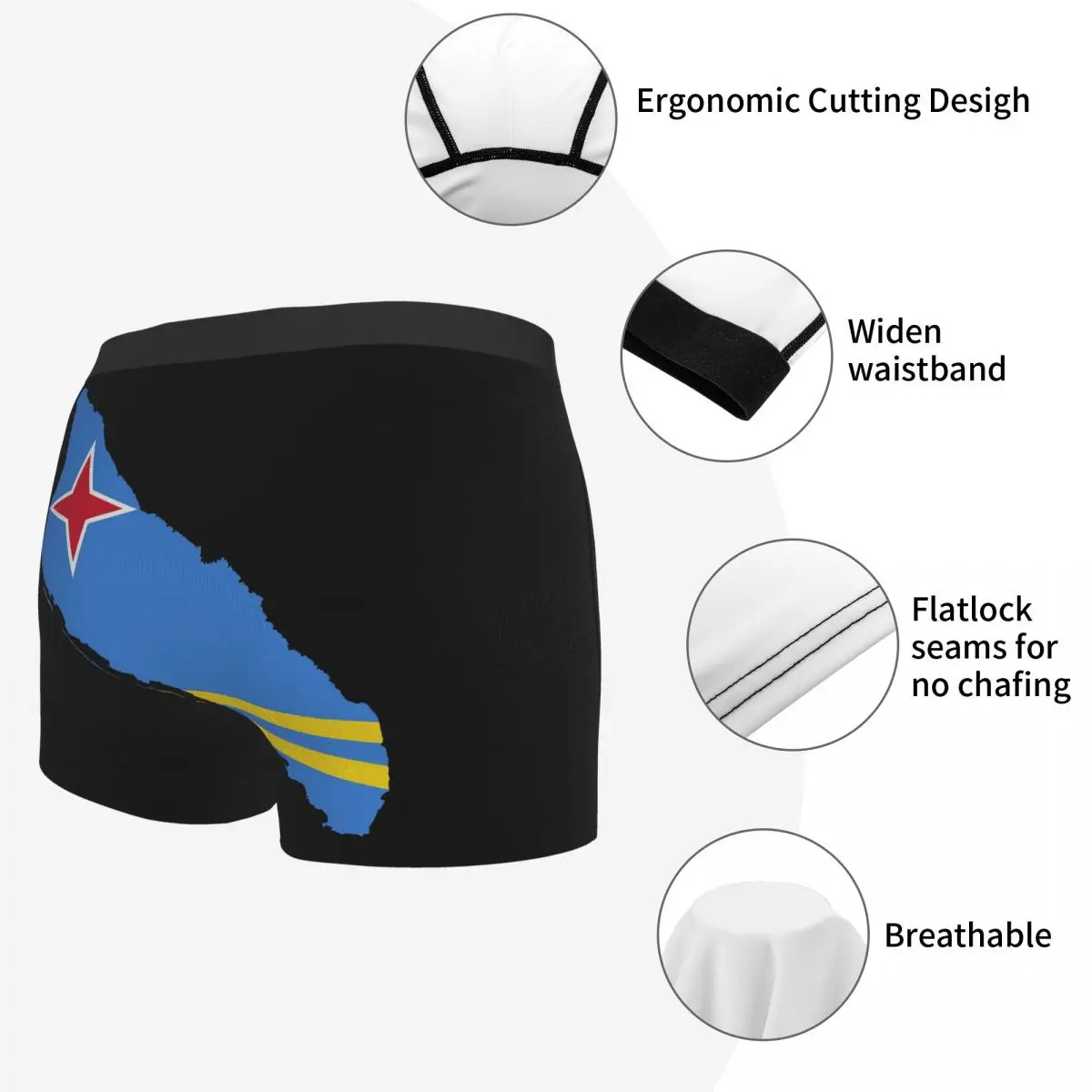 Flag Map Of Aruba Men's Boxer Briefs R301 Joke elastic pants for men