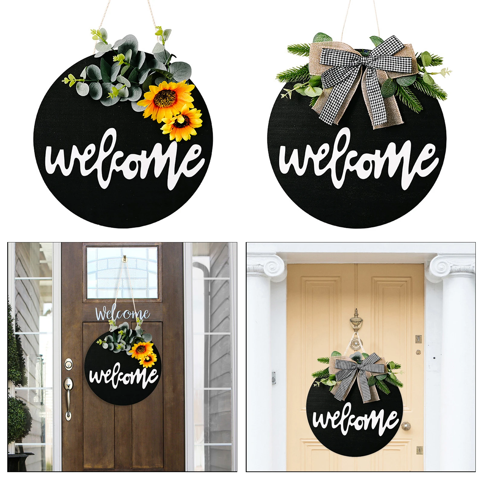 

Welcome Sign for Front Door Decor Seasonal Icons Farmhouse Wooden Wall ing for Holiday Party Events Door er Decorations
