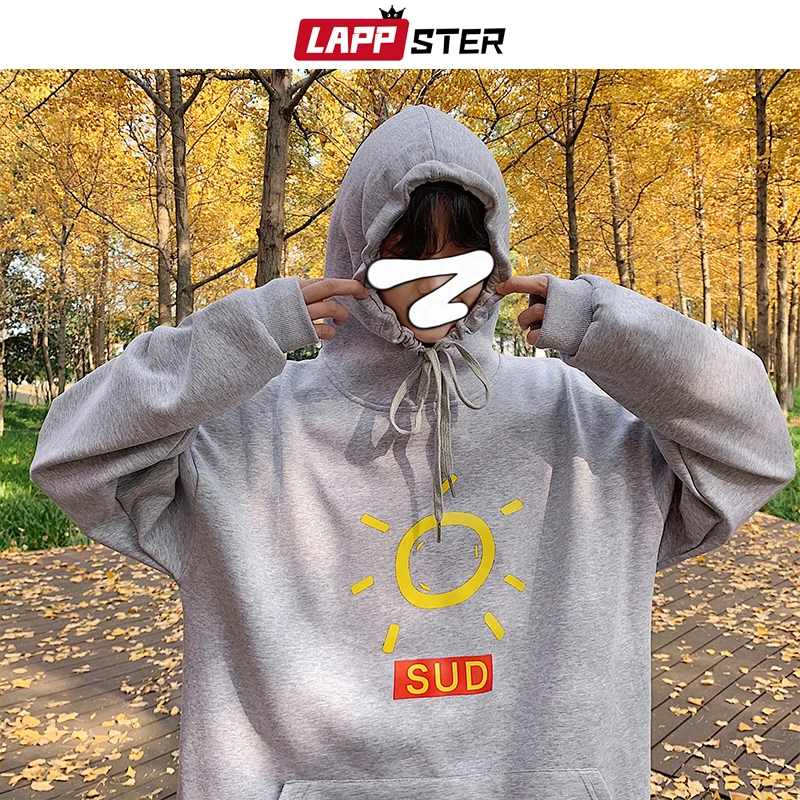 Толстовка LAPPSTER мужская с забавным принтом солнца черный пуловер повседневный