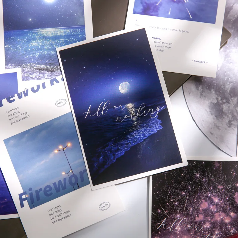 

Sea At Night Deep Blue Love Peace Design Post Card Greeting Cards Gift Card Party Invitation Scrapbooking Use