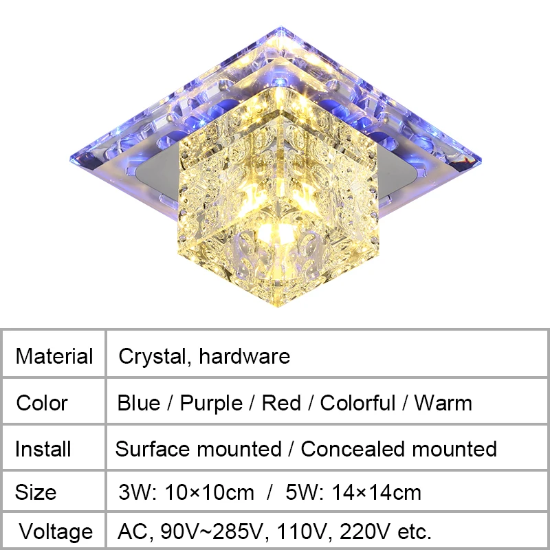 

3W 5W Led Ceiling Lights Crystal Led Light Ceiling Lamp Modern Flush Mount Bedroom Living Room Lights Hallway Foyer Aisle Bar AC