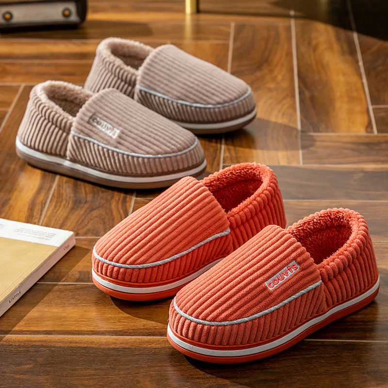 

Cotton Slippers Women Winter Shoes Home Indoor Thick Bottom Plus Velvet Warm Household Couple Plush Shoes Men