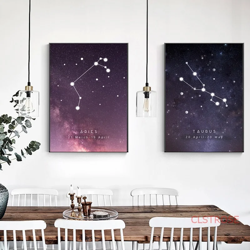 

Twelve Constellation Canvas Painting Nordic Star Posters And Prints Fashion Art Wall Pictures For Living Room Home Decoration