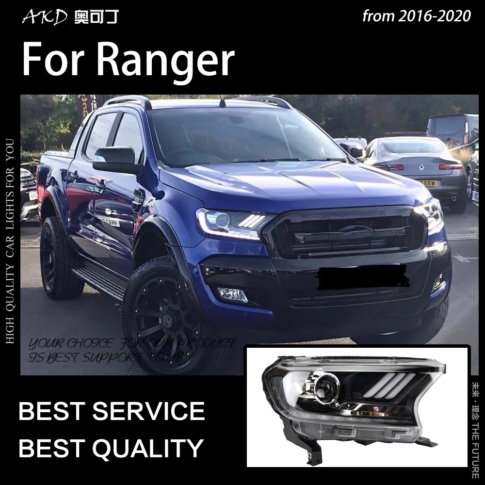 AKD автомобильный Стайлинг для Фар Ford Ranger 2016 2017 Everest светодиодный ная фара H7 D2H Hid