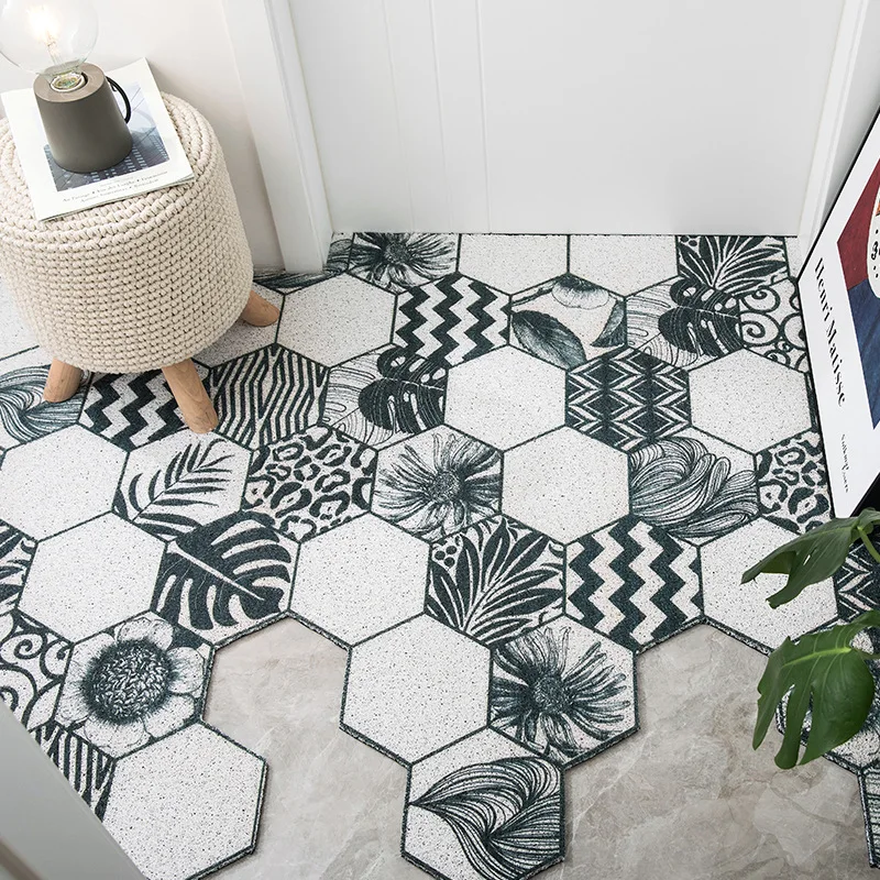 Durable Door Mat Carpet Diamond Plaid Hexagon Pattern Large Floor Mats Anti-slip Easy Clean Washable Entryway | Дом и сад