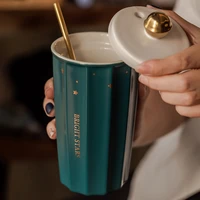 450ml nordic ceramic straw cup with lid double wall tea coffee milk cola juice mug reusable water bottle drinkware creative gift