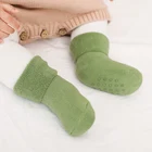 3 парыЛот, зимние носки для новорожденных, резиновые хлопковые теплые носки, детские Нескользящие домашние тапочки, Комплект детских носков, толстые махровые носки для малышей