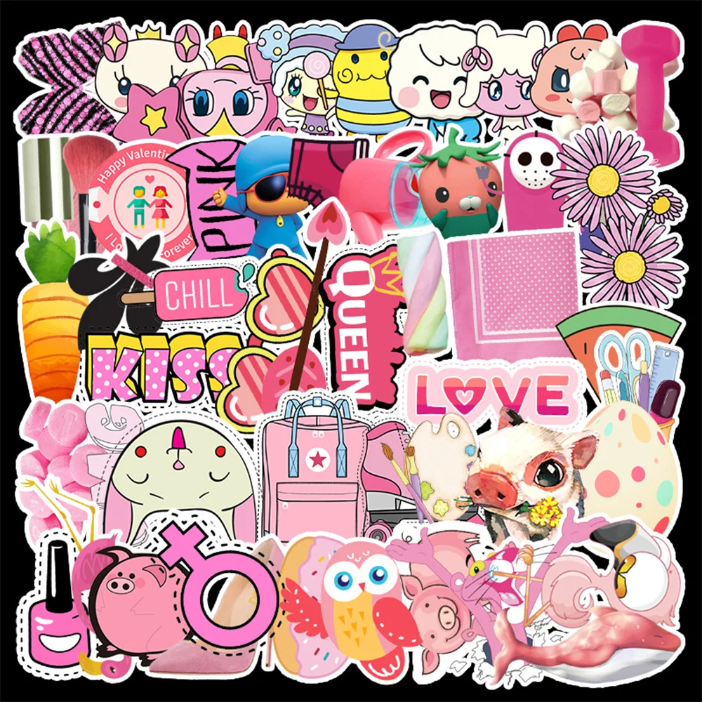 52 шт. розовые милые Стикеры для девочек Скрапбукинг ноутбука автомобиля шлема