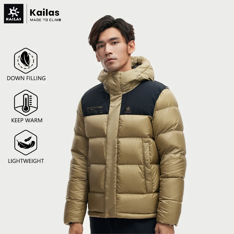 

Kailas Men's Winter Heated Jacket Water Repellent Wind Proof Hooded Bread Goose Down Outdoor Warm And Fashionable Ski Jacket
