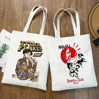 japanese anime attack on titan female bag large capacity casual reusable shopper tote harajuku gothic women shoulder canvas bags