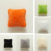 soft plush cushion cover faux fur solid color pillows cover for home sofa car chair hotel decoration removable washable 4343cm