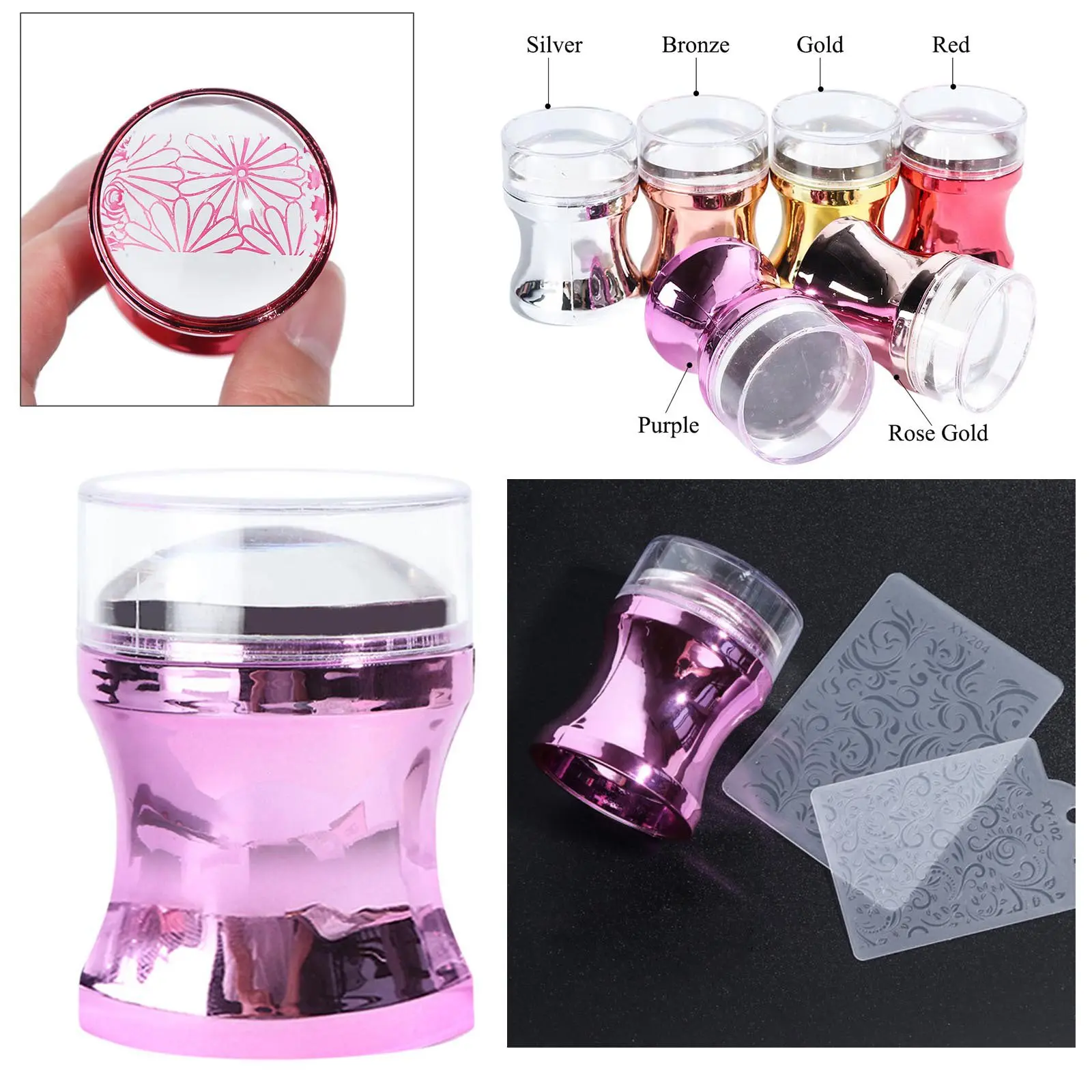 3 шт. зеркальный стемпер для ногтей Прозрачная силиконовая головка скребок