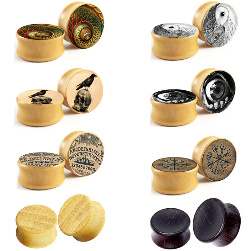 

1Pair Wood Ear Gauge Plugs And Tunnels Flesh 6-16Mm Ear Stretcher Plugs Saddle Ear Expander Tunnel Dilataciones Oreja Piercing