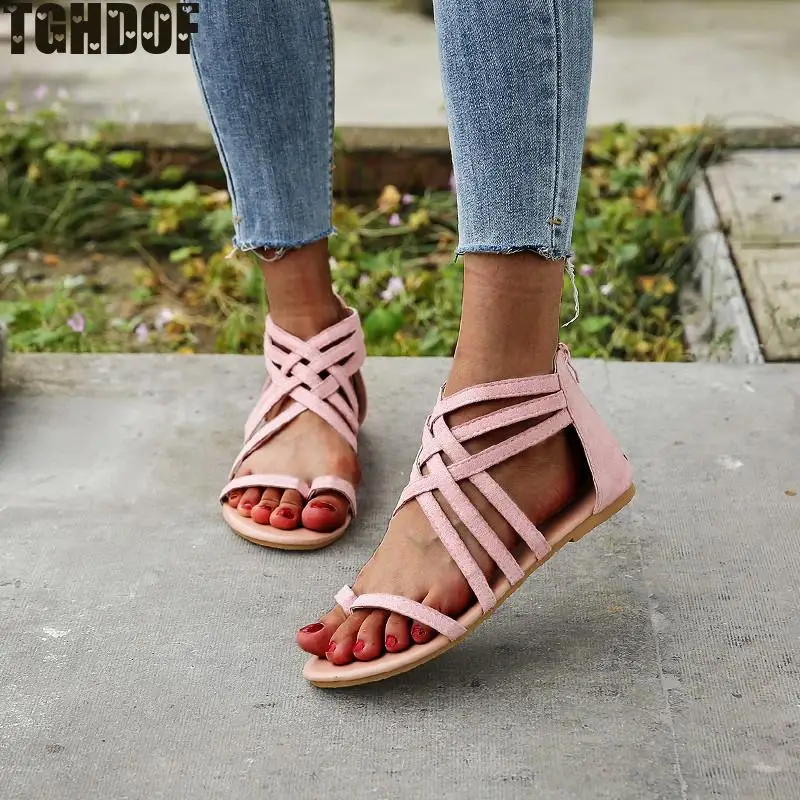 Сандалии на плоской подошве с открытым носком летняя пляжная обувь для женщин