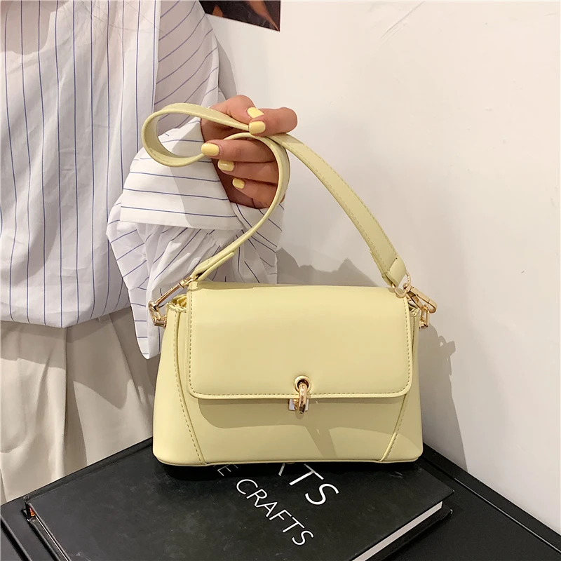 

Women Fashion Pu Leather Brand Handbag Fashion Luxury Shoulder Bag Ladies Designer Solid Color Classic Small Purse New 2021