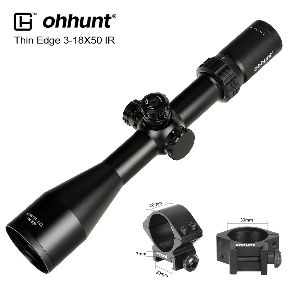 Low Picatinny Rings Ohhunt тонкий край 3-18X50 SF тактические оптические прицелы Mil точка стекло травление сетка с стопор башни сброс Охота прицел - Цвет: Low Picatinny Rings
