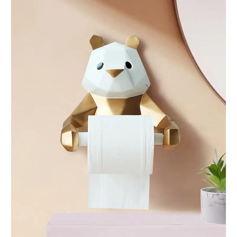 Смола Panda фигурин рулон туалетной бумаги держатель Box настенный Wi-Fi Ванная