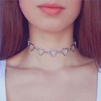 hollow korean sweet love heart choker necklace statement girlfriend gift cute bicolor necklace jewelry collier femme 2020
